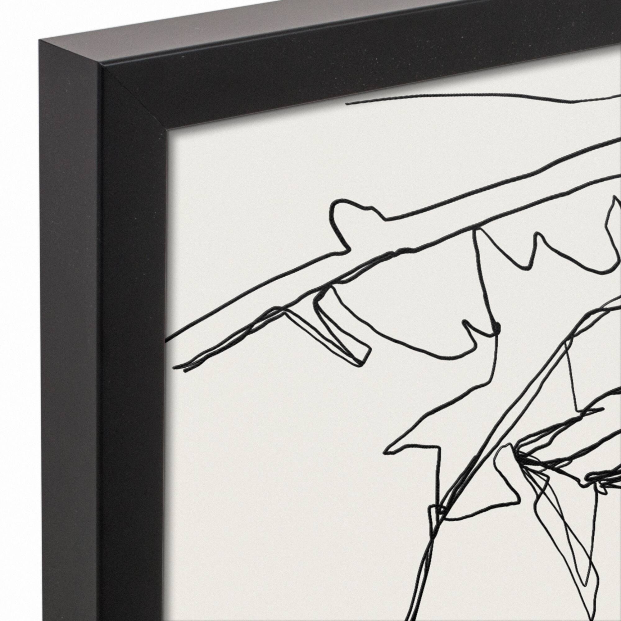 Line Drawing Buddha Face Black Framed Canvas